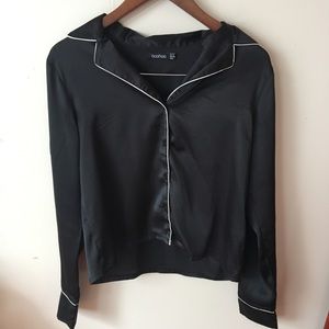 Floral satin button down